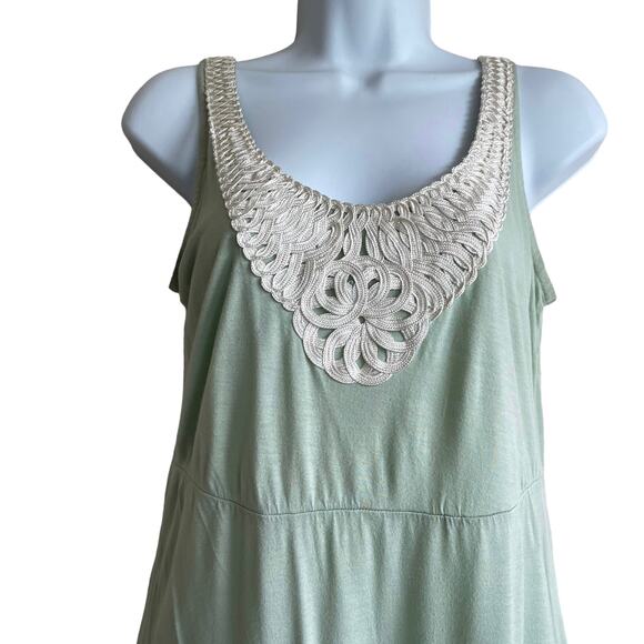 H&M Top Women Small Green Decorative Neckline SleevelessTunic Pullover Side Slit - Picture 11 of 11